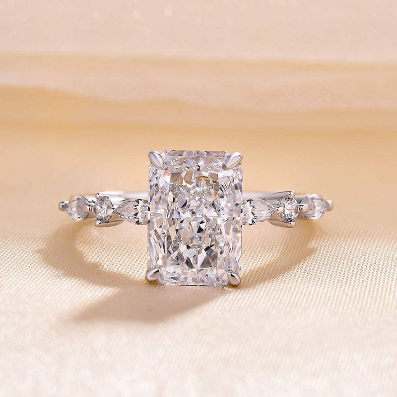 Louily Sparkle Radiant Cut Engagement Ring For Women In Sterling Silver - louilyjewelry