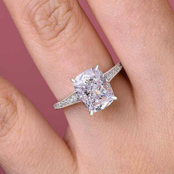 Louily Sparkle Cushion Cut Engagement Ring For Women In Sterling Silver