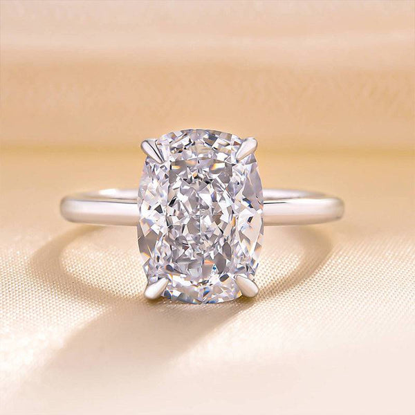 Louily Sparkle Cushion Cut Simulated Diamond Engagement Ring In Sterling Silver