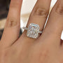 Louily Sparkle Halo Radiant Cut Simulated Diamond Engagement Ring In White Gold - louilyjewelry