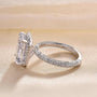 Louily Sparkle Halo Radiant Cut Simulated Diamond Engagement Ring In White Gold - louilyjewelry