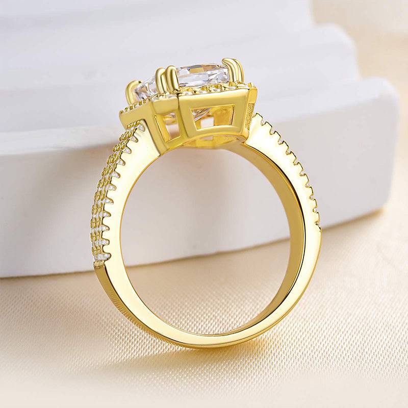 Louily Sparkle Halo Three Shank Radiant Cut Engagement Ring In Sterling Silver - louilyjewelry