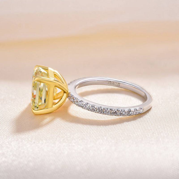 Louily Sparkle Radiant Cut Yellow Sapphire Engagement Ring In Sterling Silver