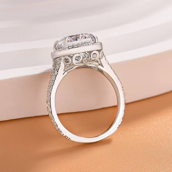 Louily Sparkle Split Shank Halo Cushion Cut Engagement Ring In Sterling Silver