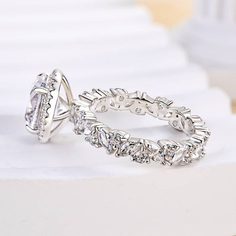 Louily Special Halo Round Cut Engagement Ring In Sterling Silver - louilyjewelry