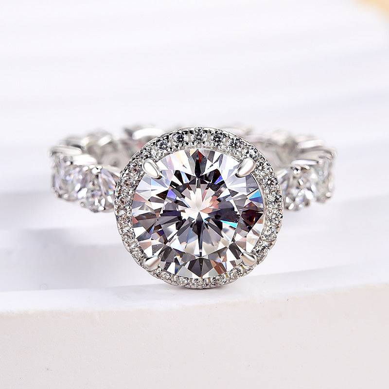 Louily Special Halo Round Cut Engagement Ring In Sterling Silver - louilyjewelry