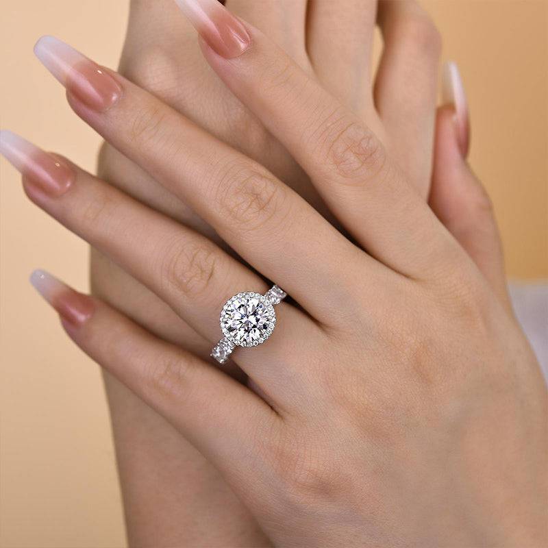 Louily Special Halo Round Cut Engagement Ring In Sterling Silver - louilyjewelry