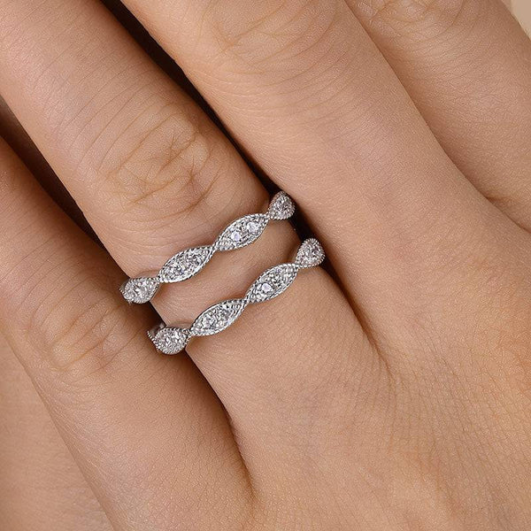 Louily Special Round Cut Jacket Wedding Band For Women In Sterling Silver