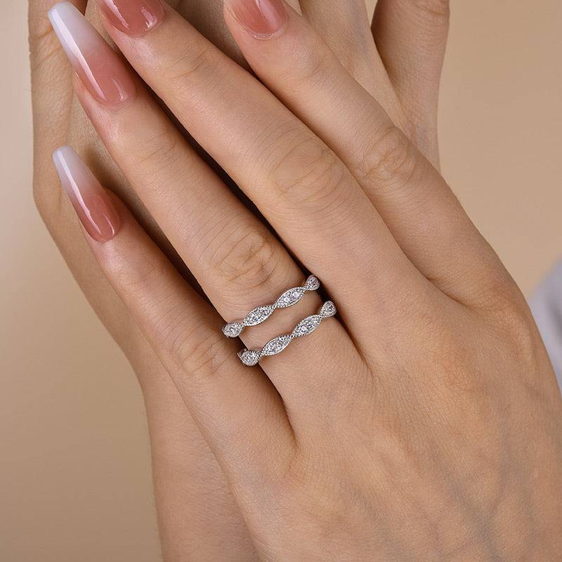 Louily Special Round Cut Jacket Wedding Band For Women In Sterling Silver - louilyjewelry