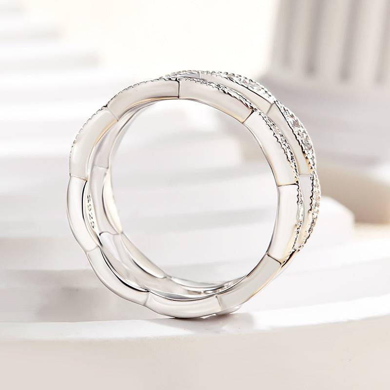 Louily Special Round Cut Jacket Wedding Band For Women In Sterling Silver - louilyjewelry