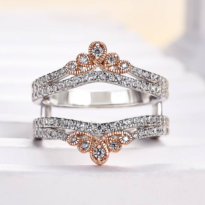 Louily Special Two-tone Round Cut Jacket Wedding Band - louilyjewelry