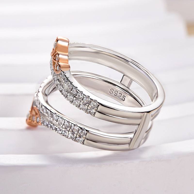 Louily Special Two-tone Round Cut Jacket Wedding Band - louilyjewelry