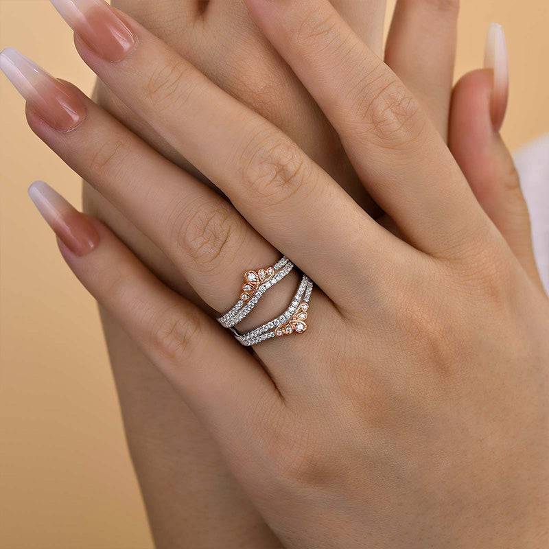 Louily Special Two-tone Round Cut Jacket Wedding Band - louilyjewelry