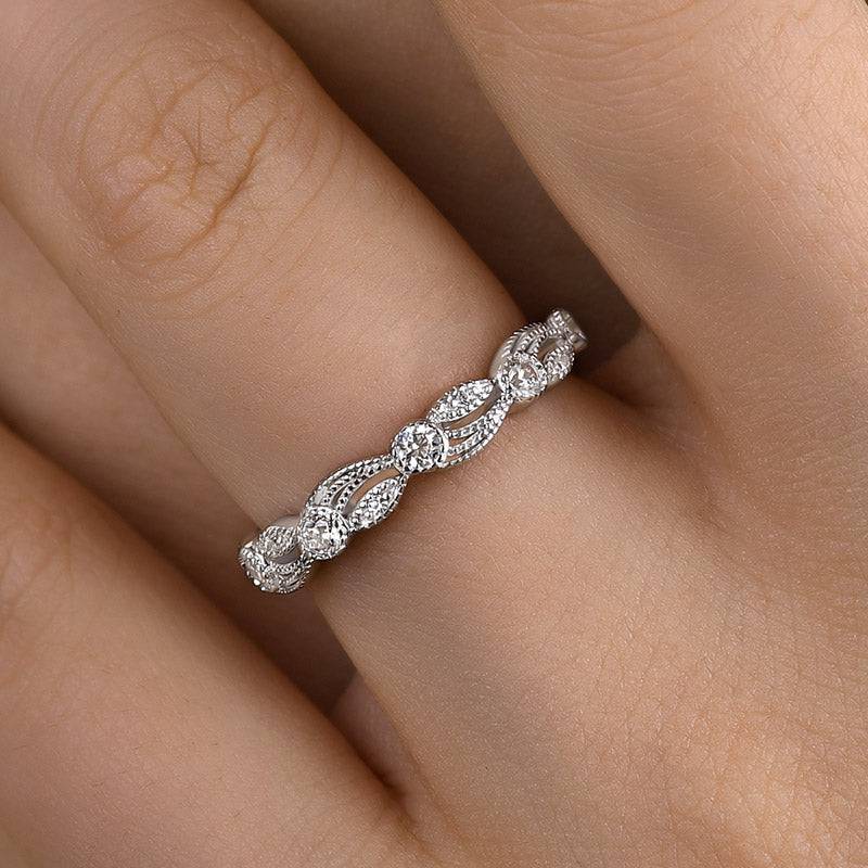 Louily Sterling Silver Vintage Leaf & Vine Art Deco Wedding Band - louilyjewelry