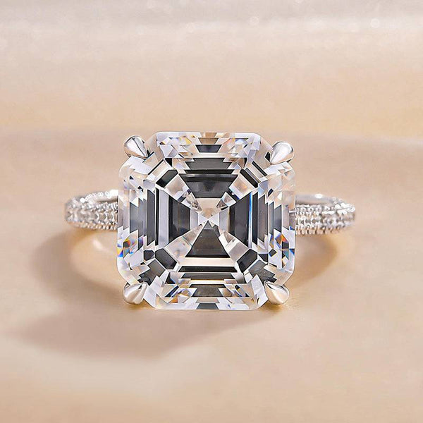 Louily Stunning Asscher Cut Women's Engagement Ring In Sterling Silver