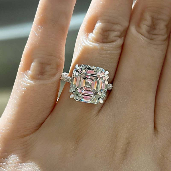 Louily Stunning Asscher Cut Women's Engagement Ring In Sterling Silver