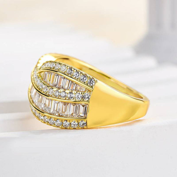 Louily Stunning Cross Emerald Cut Women's Wedding Band