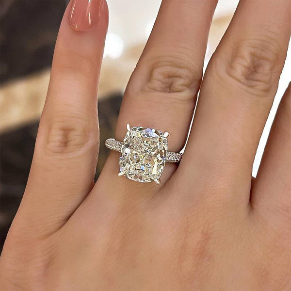 Louily Stunning Cushion Cut Engagement Ring For Women In Sterling Silver