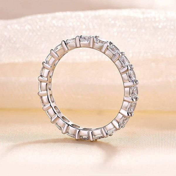 Louily Stunning Cushion Cut Women's Wedding Band In Sterling Silver