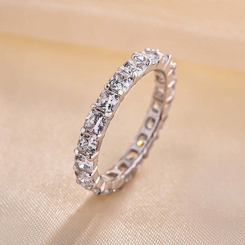 Louily Stunning Cushion Cut Women's Wedding Band In Sterling Silver - louilyjewelry