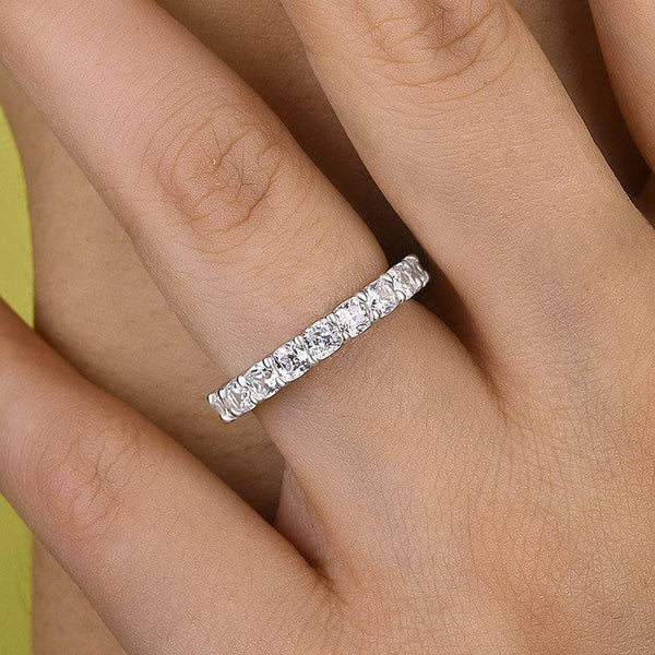 Louily Stunning Cushion Cut Women's Wedding Band In Sterling Silver