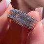 Louily Stunning Emerald Cut Women's Wedding Band In Sterling Silver - louilyjewelry