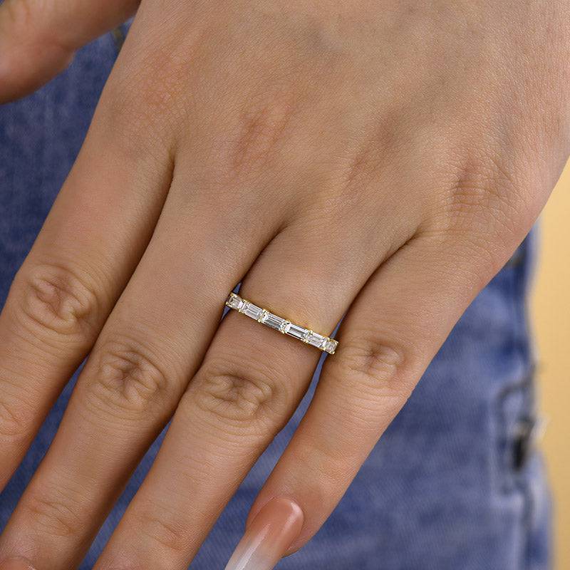 Louily Stunning Full Emerald Cut Wedding Band - louilyjewelry