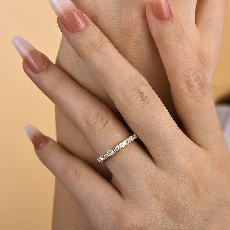 Louily Stunning Full Emerald Cut Wedding Band - louilyjewelry