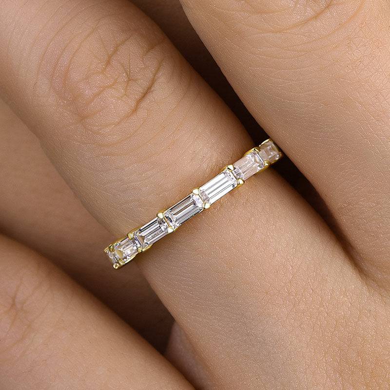 Louily Stunning Full Emerald Cut Wedding Band - louilyjewelry