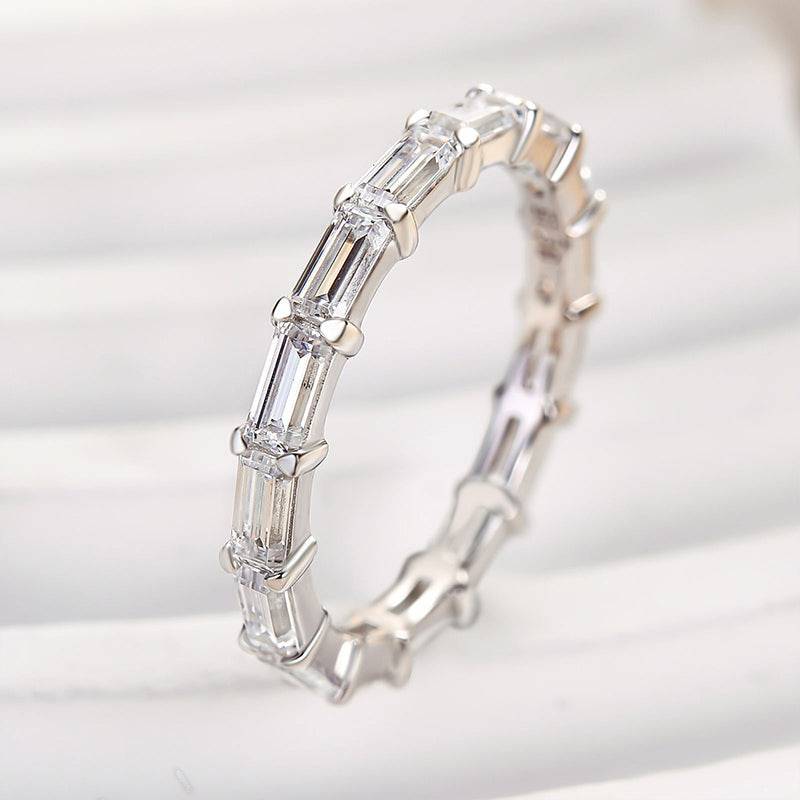 Louily Stunning Full Emerald Cut Wedding Band - louilyjewelry