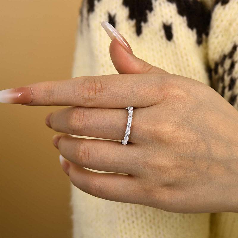 Louily Stunning Full Emerald Cut Wedding Band - louilyjewelry