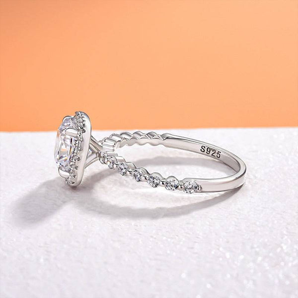 Louily Stunning Halo Cushion Cut Engagement Ring In Sterling Silver