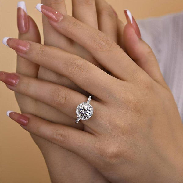 Louily Stunning Halo Round Cut Engagement Ring