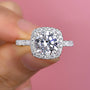 Louily Stunning Halo Round Cut Simulated Diamond Engagement Ring In Sterling Silver - louilyjewelry