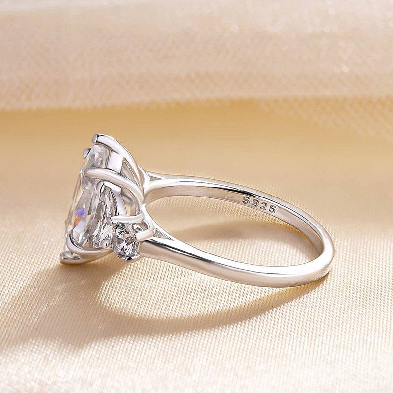 Louily Stunning Marquise Cut Three Stone Engagement Ring In Sterling Silver - louilyjewelry