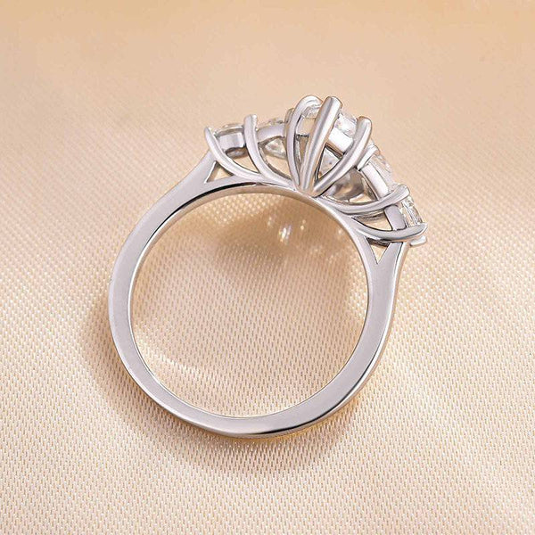 Louily Stunning Marquise Cut Three Stone Engagement Ring In Sterling Silver
