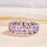 Louily Stunning Oval Cut Pink Sapphire Simulated Diamond Wedding Band Ring In Sterling Silver - louilyjewelry