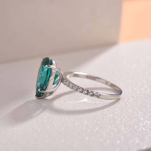 Louily Stunning Pear Cut Paraiba Tourmaline Engagement Ring In Sterling Silver