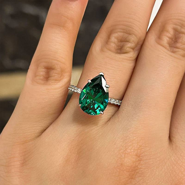 Louily Stunning Pear Cut Paraiba Tourmaline Engagement Ring In Sterling Silver