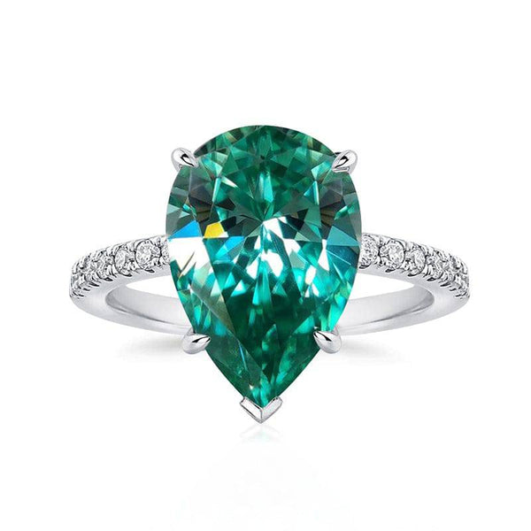 Louily Stunning Pear Cut Paraiba Tourmaline Engagement Ring In Sterling Silver