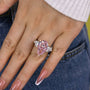 Louily Stunning Pear Cut Pink Sapphire Three Stone Engagement Ring - louilyjewelry