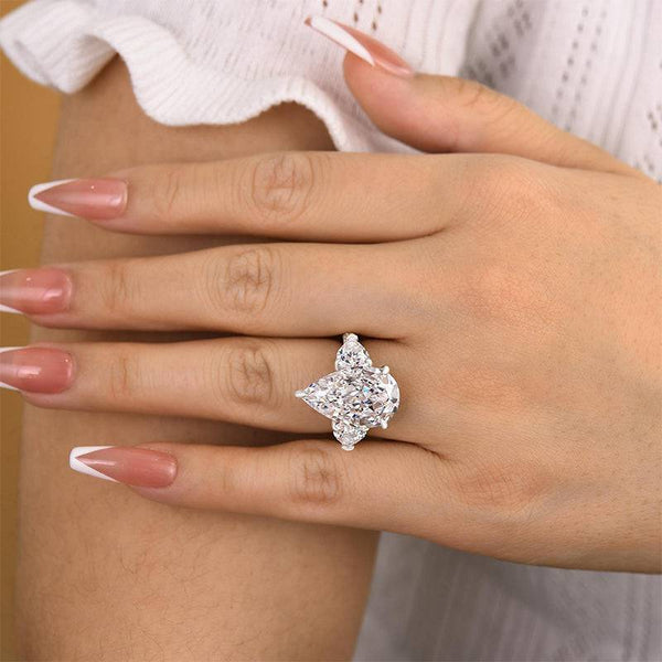 Louily Stunning Pear Cut Three Stone Engagement Ring