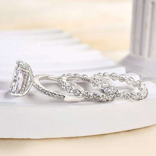 Louily Stunning Radiant Cut 3PC Wedding Ring Set In Sterling Silver