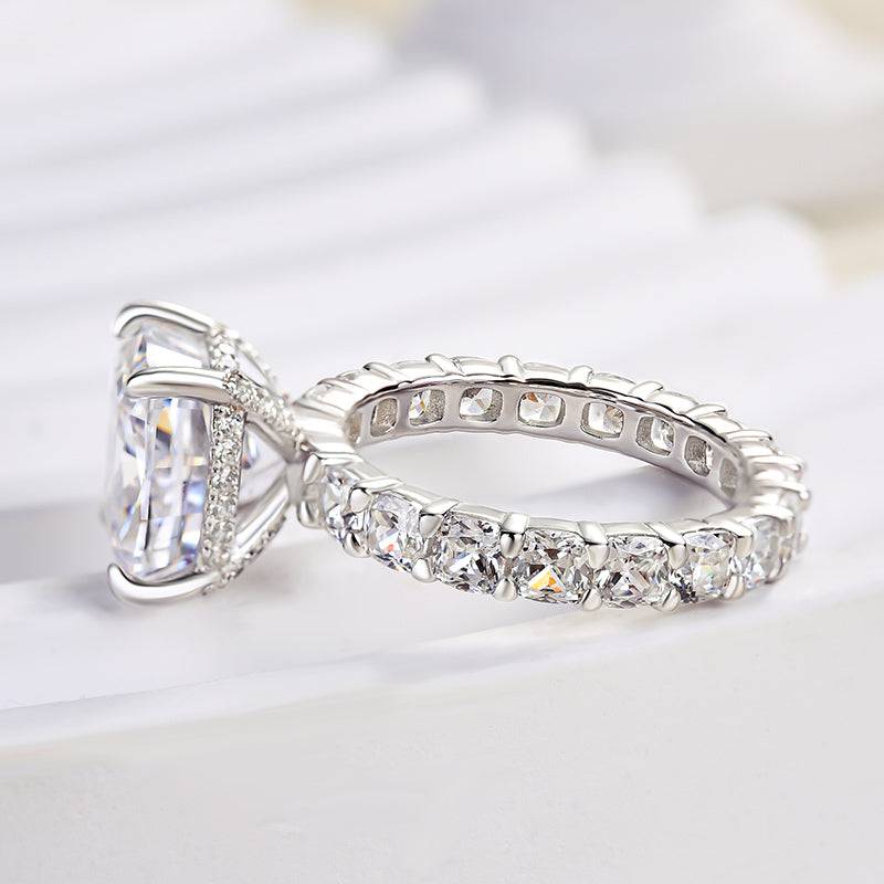 Louily Stunning Sterling Silver Crushed Ice Cushion Cut Engagement Ring - louilyjewelry