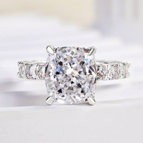 Louily Stunning Sterling Silver Crushed Ice Cushion Cut Engagement Ring