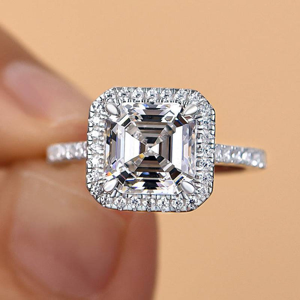 Louily Timeless Halo Asscher Cut Engagement Ring