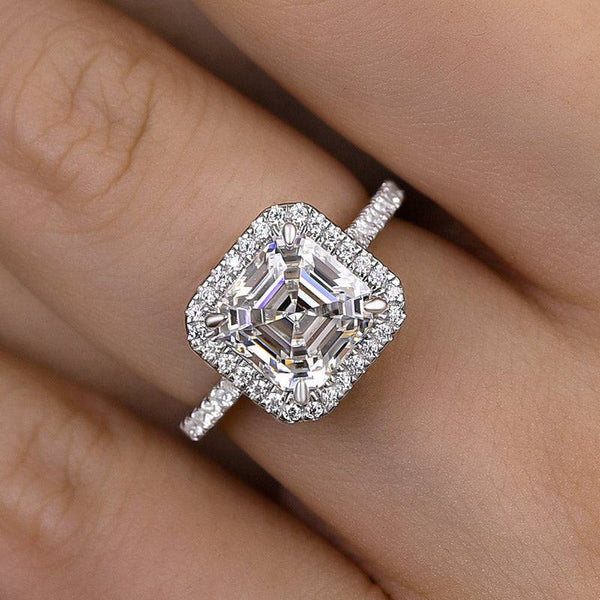 Louily Timeless Halo Asscher Cut Engagement Ring