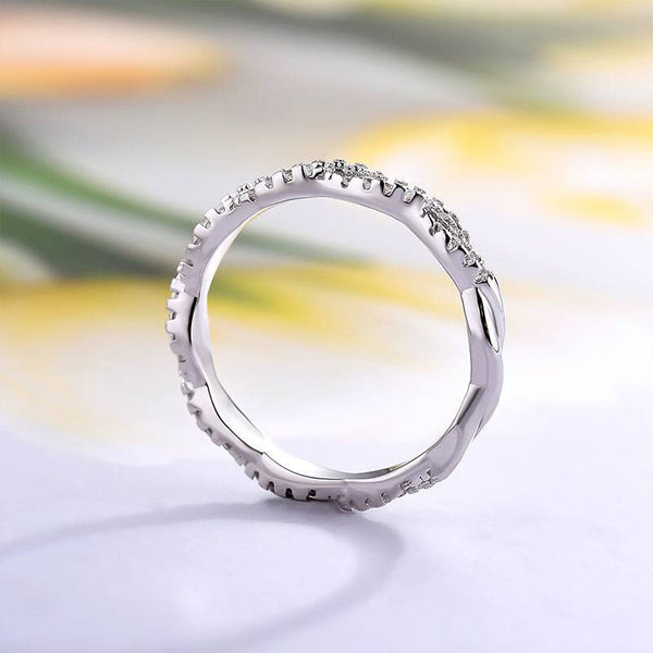 Louily Twist Eternity Pave Wedding Band for Women In Sterling Silver