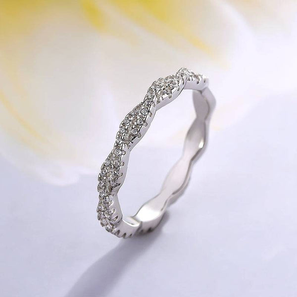 Louily Twist Eternity Pave Wedding Band for Women In Sterling Silver