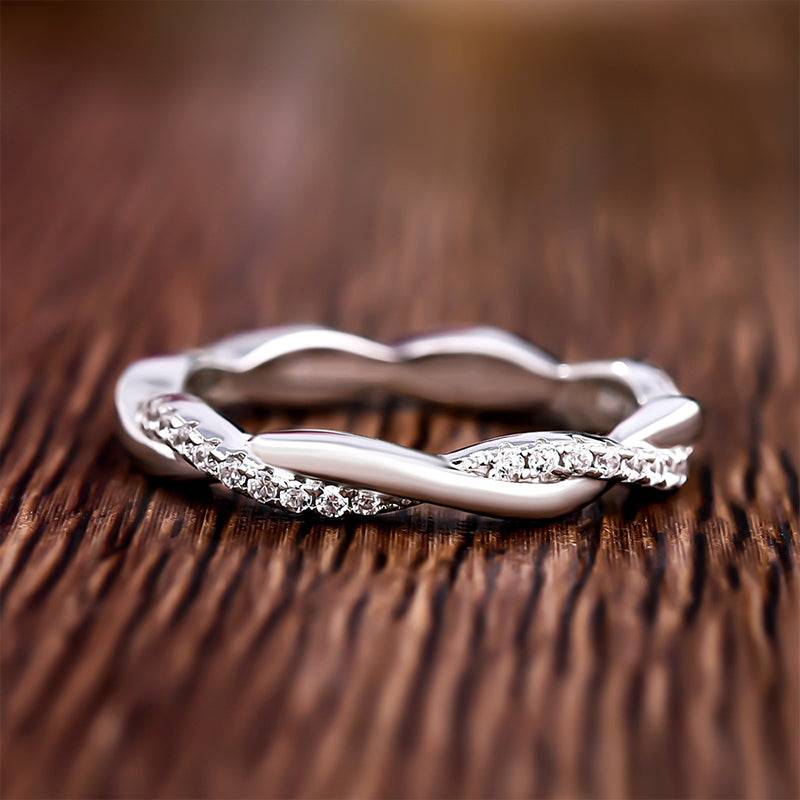 Louily Twist Eternity Wedding Band for Women In Sterling Silver - louilyjewelry